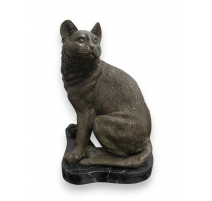 Bronze "Chat assis", socle en marbre