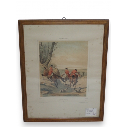 Gravure "Chasse à courre" signée DE DREUX