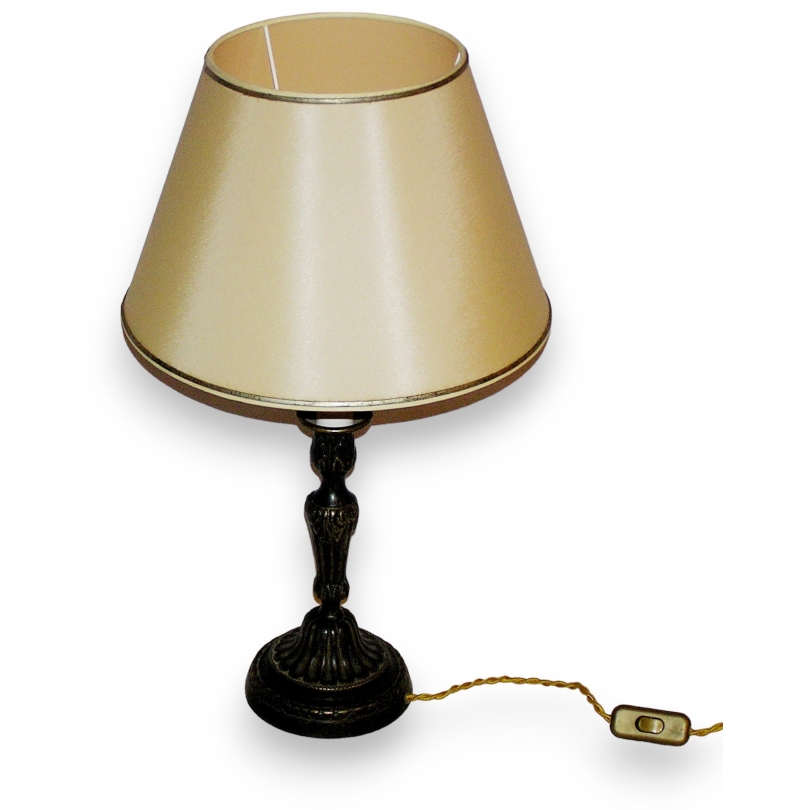 Lampe-pied bougeoir abat-jour soie