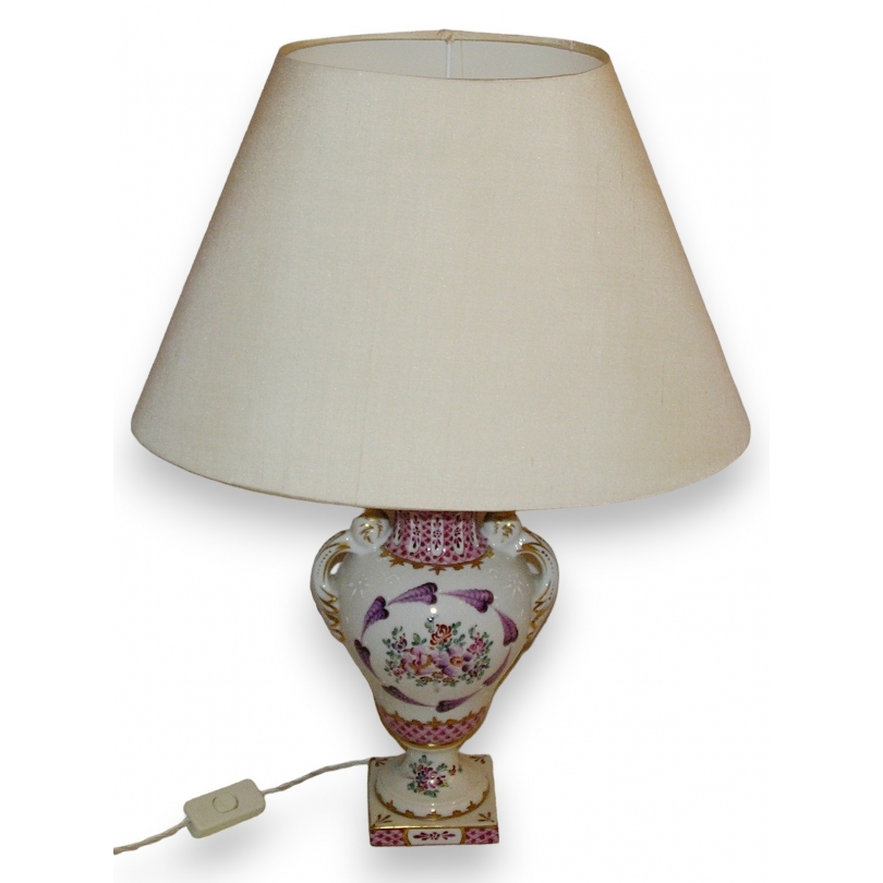 Lampe avec abat-jour soie