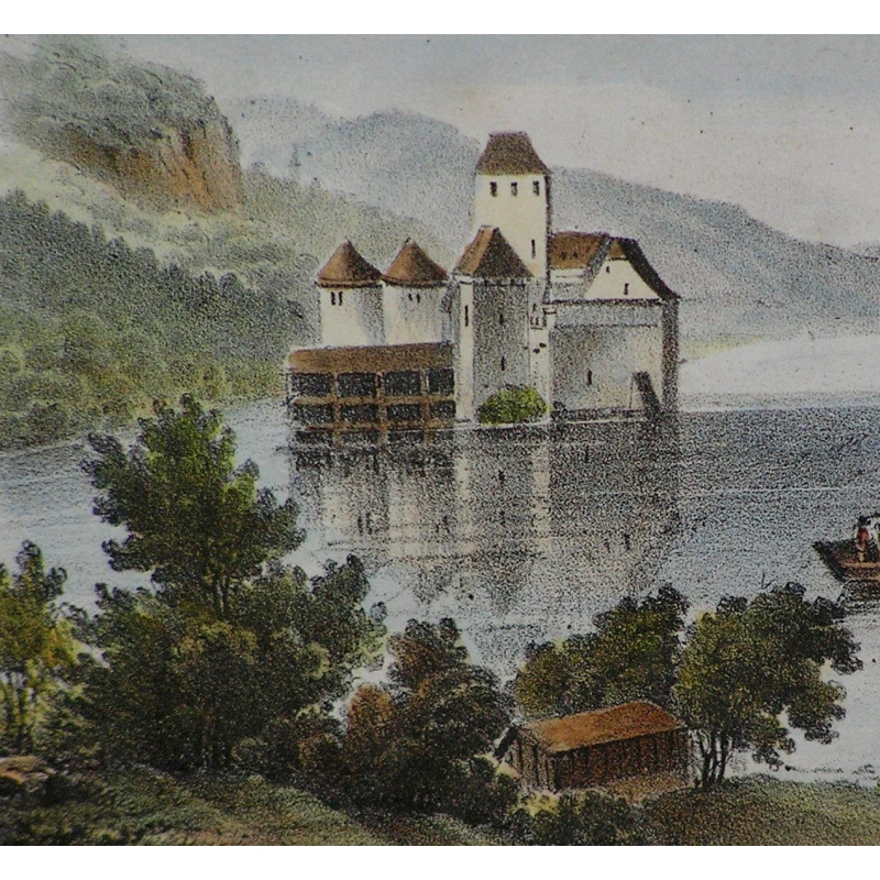 Gravure Chateau De Chillon Par Sur Moinat Sa Antiquites Decoration Gravures Lithos