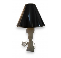 Lampe électrifiée en albâtre blanche