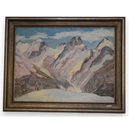 Huile sur toile "montagnes" signé Horn