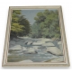 Huile sur carton "Paysage de rivière",