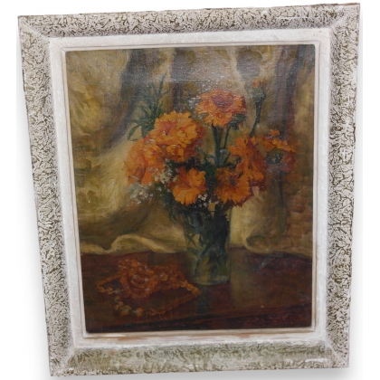 Huile sur toile "bouquet de fleurs",