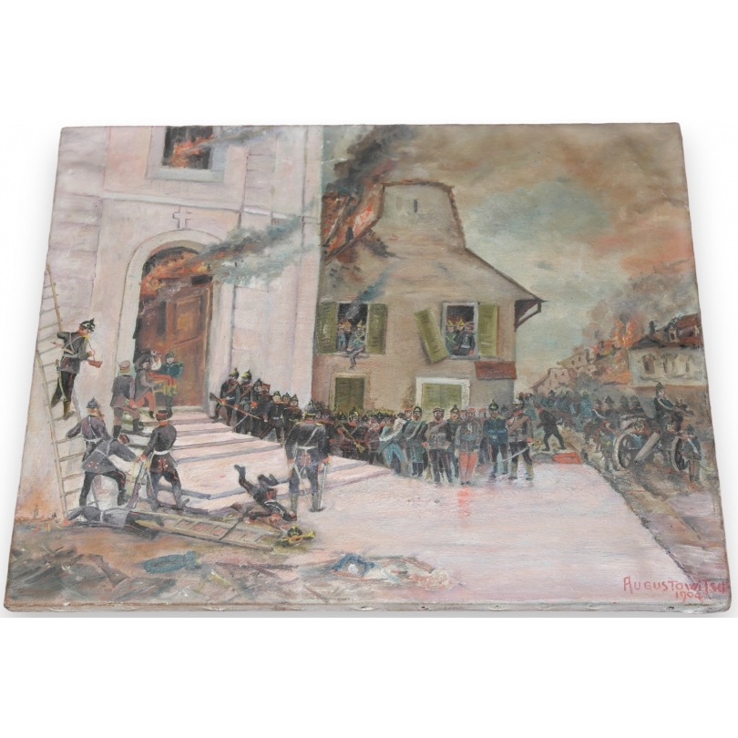 Huile sur toile "Soldats Allemands et