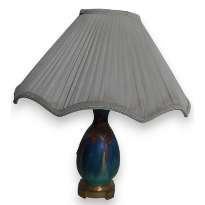 Lampe en faïence bleue, monture en