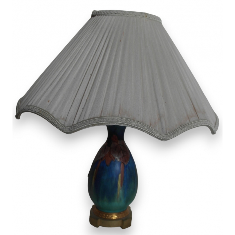 Lampe en faïence bleue, monture en