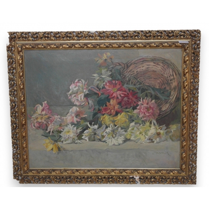 Huile sur toile "Bouquet de fleurs"