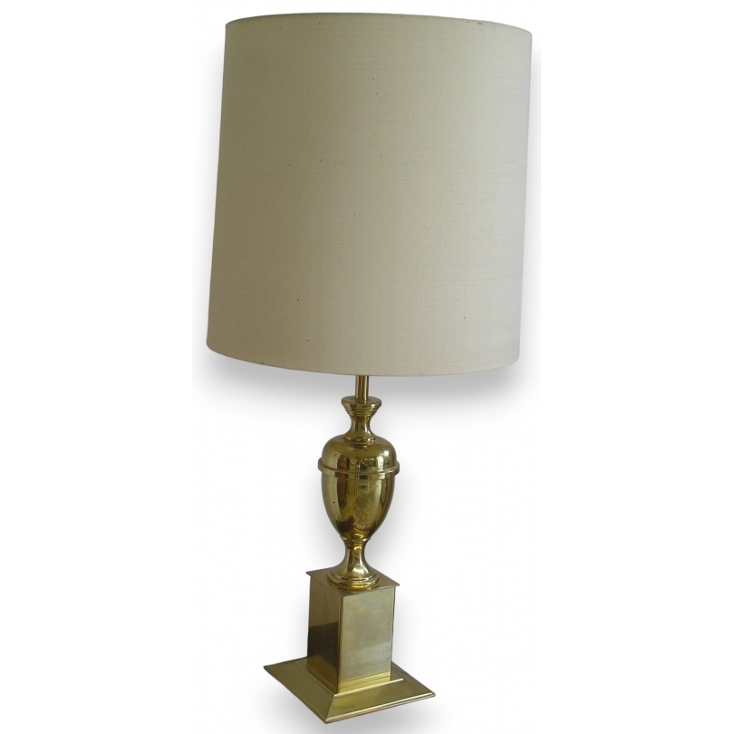 Lampe en laiton doré, abat-jour beige