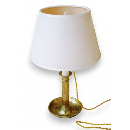 Lampe bougeoir en laiton avec abat-jour