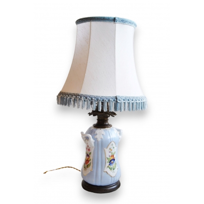 Lampe en porcelaine "fleurs" couleur