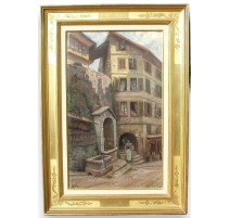 Painting "Old town Geneva, Rue de la Fontaine".