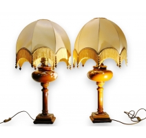 Paire de lampes en céramique brune 1900