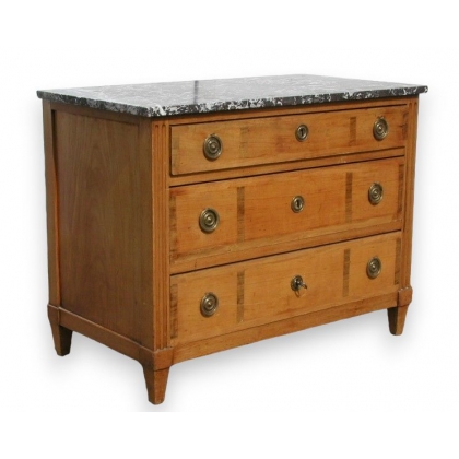 Louis XVI chest of drawers, grey marble top.