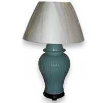 Lampe "Yantai" en porcelaine bleue avec