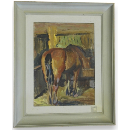 Tableau "Cheval à l'écurie" BURNAND