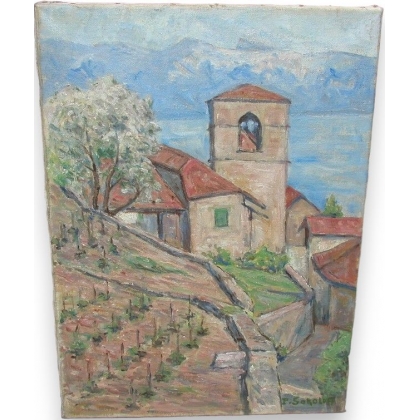 Tableau "Église de St-Saphorin" signé SOKOLOFF