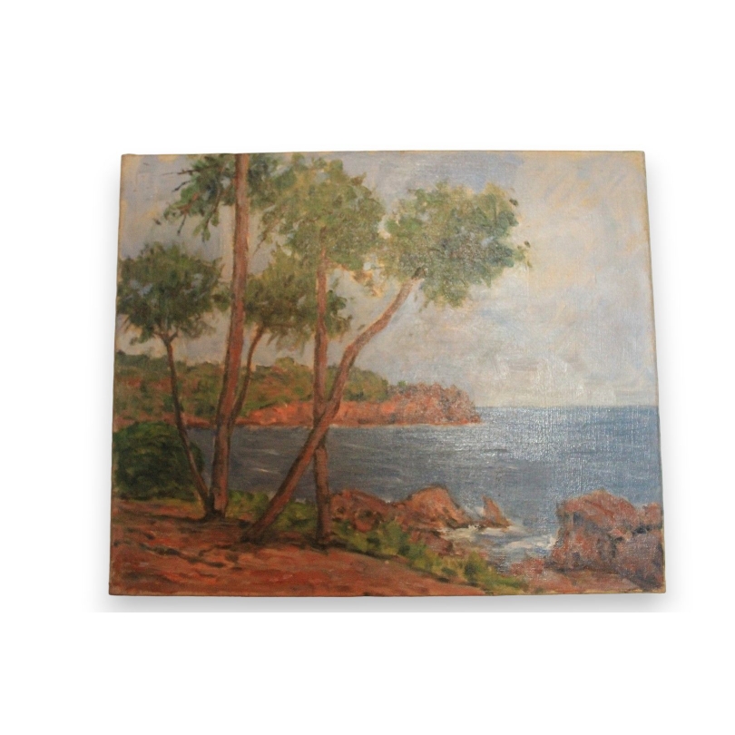 Huile sur toile "Côte méditerranée" de