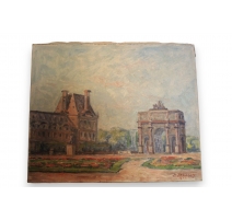 Huile sur toile "Les Tuileries" signée