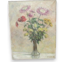 Huile sur toile Suisse "Bouquet de