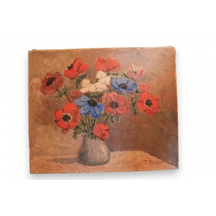 Huile sur toile "Bouquet de coquelicots"