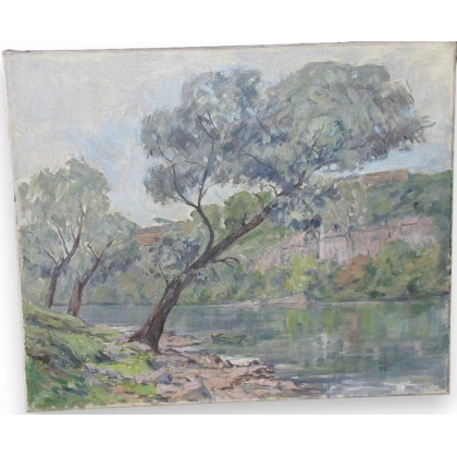 Huile sur toile "Le Rhône & la Jonction"