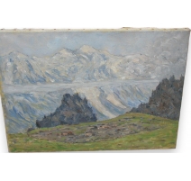 Huile sur toile "Montagnes"