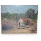 Huile sur toile "Cabanon en bord de