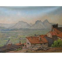 Huile sur toile "Eygalières et la