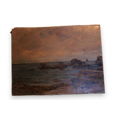 Huile sur toile "Beg Meil Bretagne"