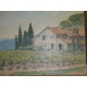 Huile sur toile "Vignoble" signée P.