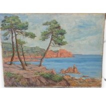 Huile sur toile "Bord de mer" de Paul