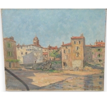 Huile sur toile "Rousillon 1954" signée