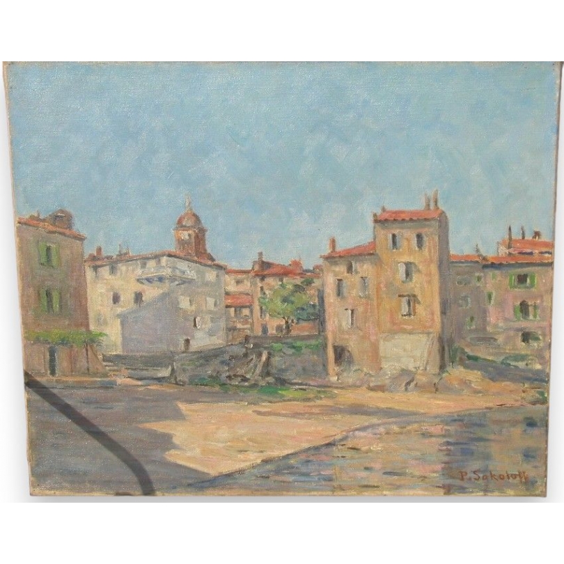 Huile sur toile "Rousillon 1954" signée