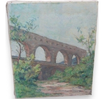 Huile sur toile "Viaduc" de Paul