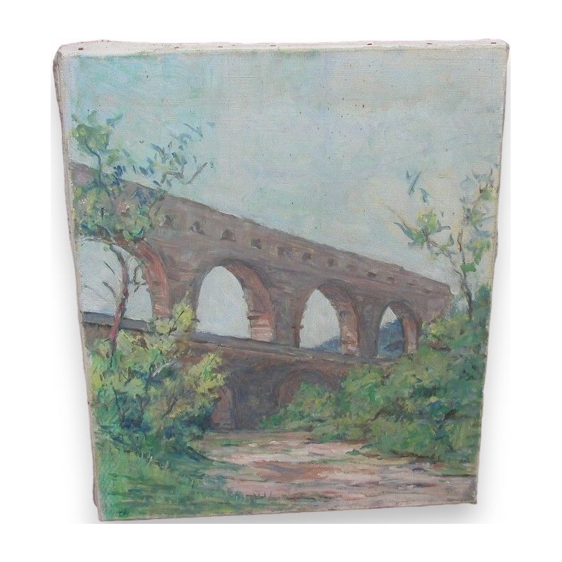 Huile sur toile "Viaduc" de Paul