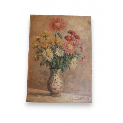 Huile sur toile "Vase de fleurs 17