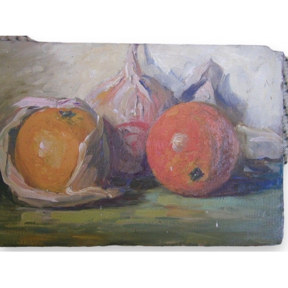 Huile sur panneau "Oranges" Suisse de