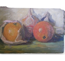 Huile sur panneau "Oranges" Suisse de