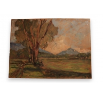 Huile sur panneau "Paysage" de Robert