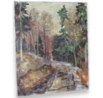 Huile sur toile suisse "Sous-bois",