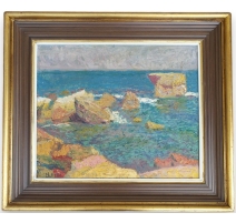 Tableau huile sur toile "Rochers en