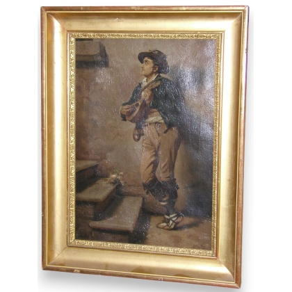 Painting "Italian musician", signed ROBERT.