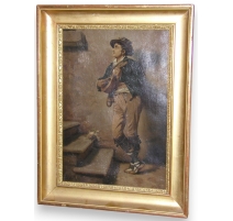 Painting "Italian musician", signed ROBERT.