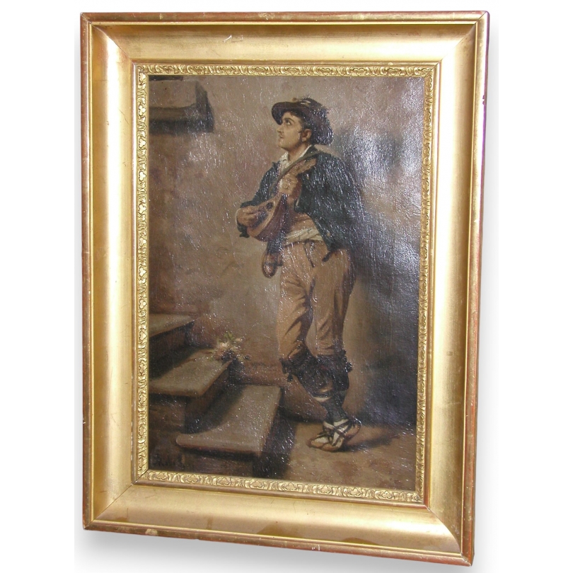 Painting "Italian musician", signed ROBERT.