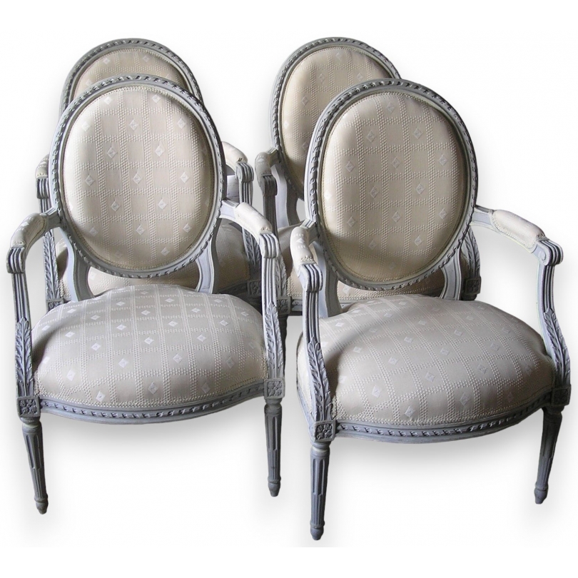 Set of four Louis XVI armchairs.