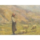 Tableau "Bergère et moutons" signé G. da VICCHIO