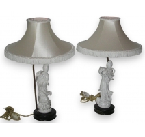 Paire de lampes "Geisha", en porcelaine