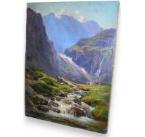 Tableau huile sur toile "Paysage de montagne"